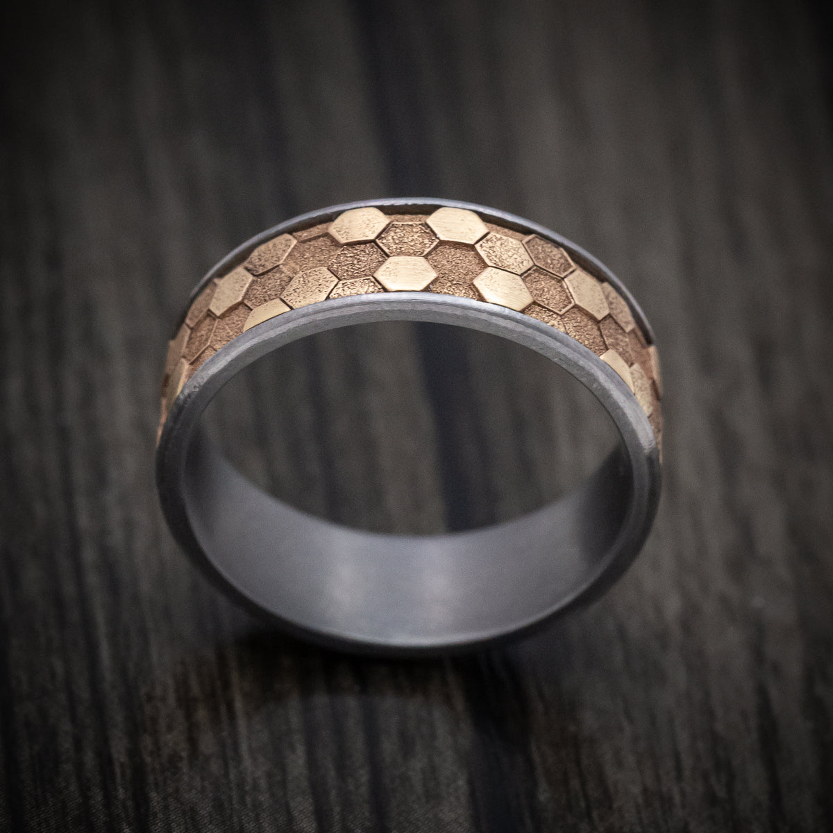 Tantalum Men's Ring with 14K Gold Honeycomb Design Inlay | Revolution ...