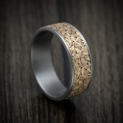 14K Gold and Tantalum Geometric Texture Men's Ring | Revolution