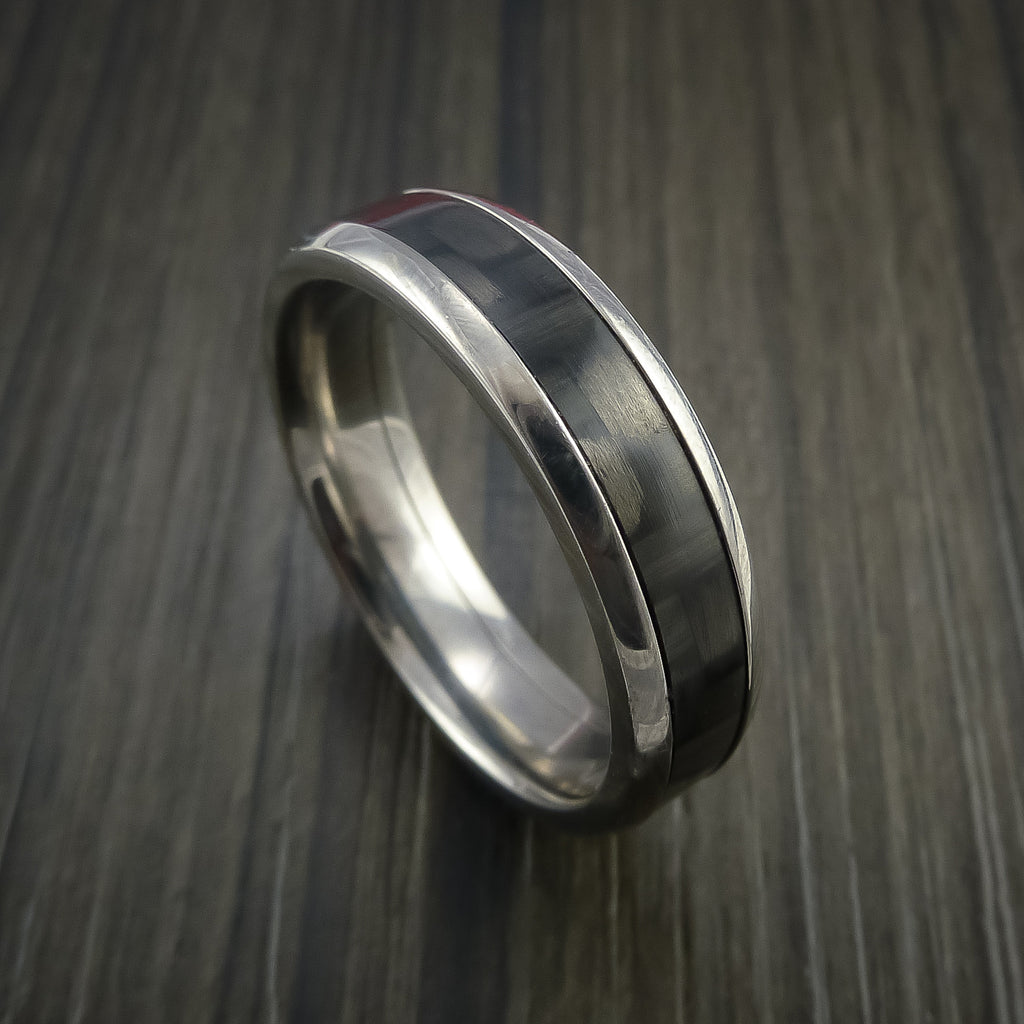 Carbon Fiber and Titanium Ring Style Weave Pattern | Revolution Jewelry