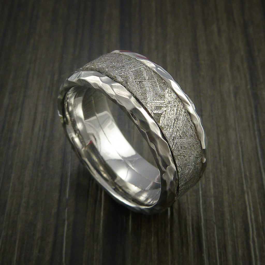 Hammered Inconel Ring with Gibeon Meteorite Inlay Custom