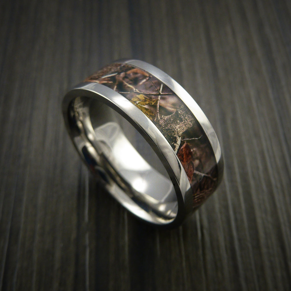 Titanium Ring with Camo Inlay Custom Made Wedding Band