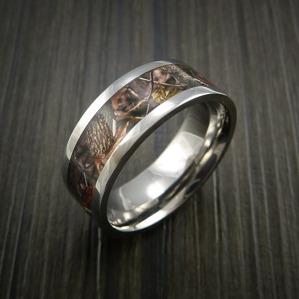 Titanium Ring with Camo Inlay Custom Made Wedding Band