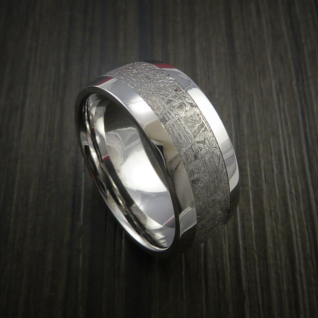 Gibeon Meteorite in Cobalt Chrome Wedding Band