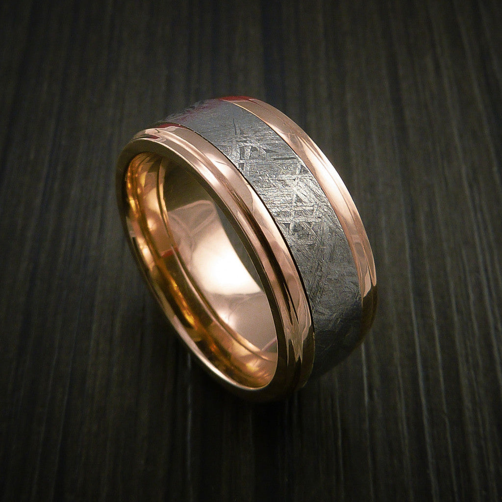 Gibeon Meteorite in 14K Rose Gold Wedding Band Made to any