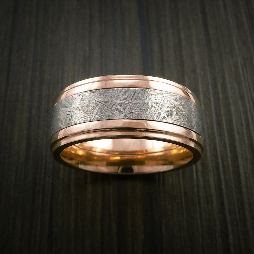 Gibeon Meteorite in 14K Rose Gold Wedding Band Made to any