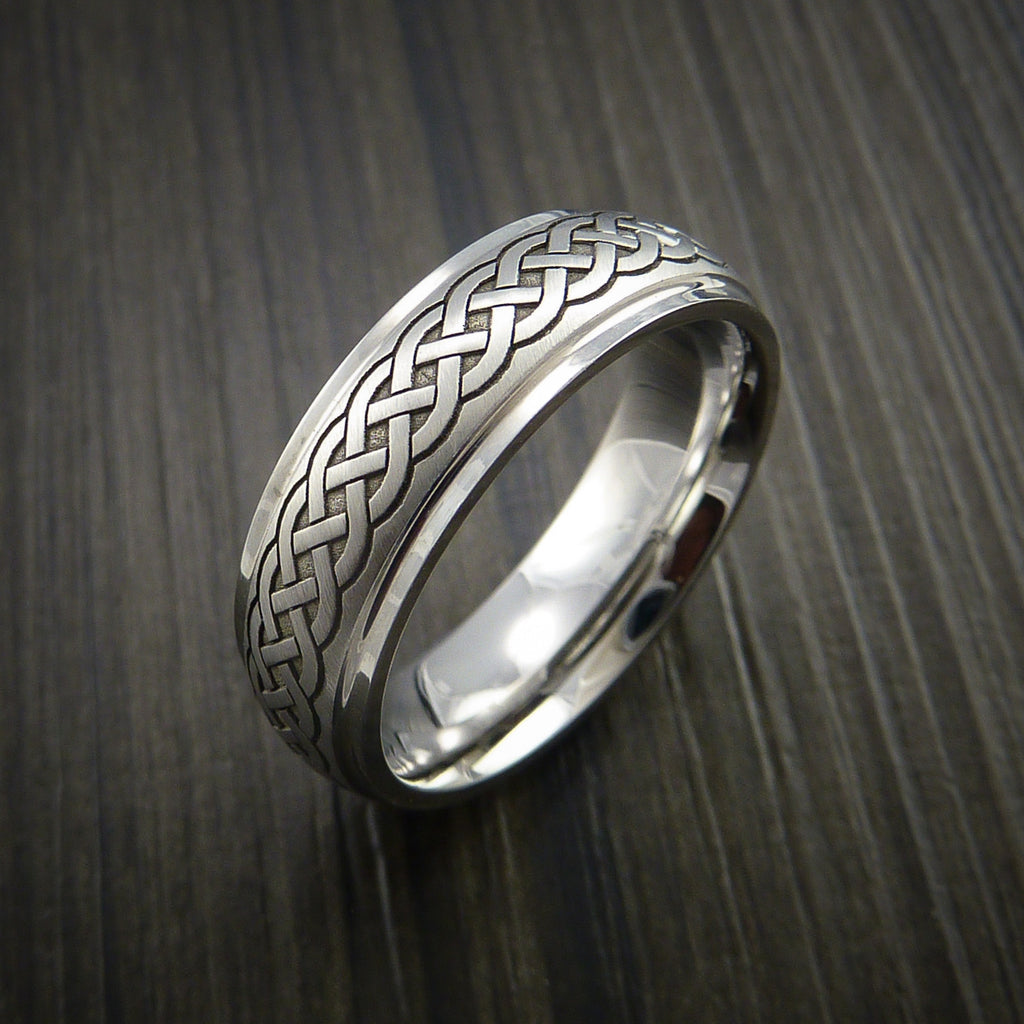 Cobalt Chrome Celtic Band Irish Knot Men's Ring Carved Pattern Design ...