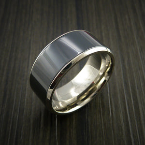 14K White Gold and Black Zirconium Wedding Men's Band | Revolution Jewelry