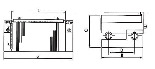 Diagram of Accusize 2520-1000 6"X6" Magnetic Sine Plate