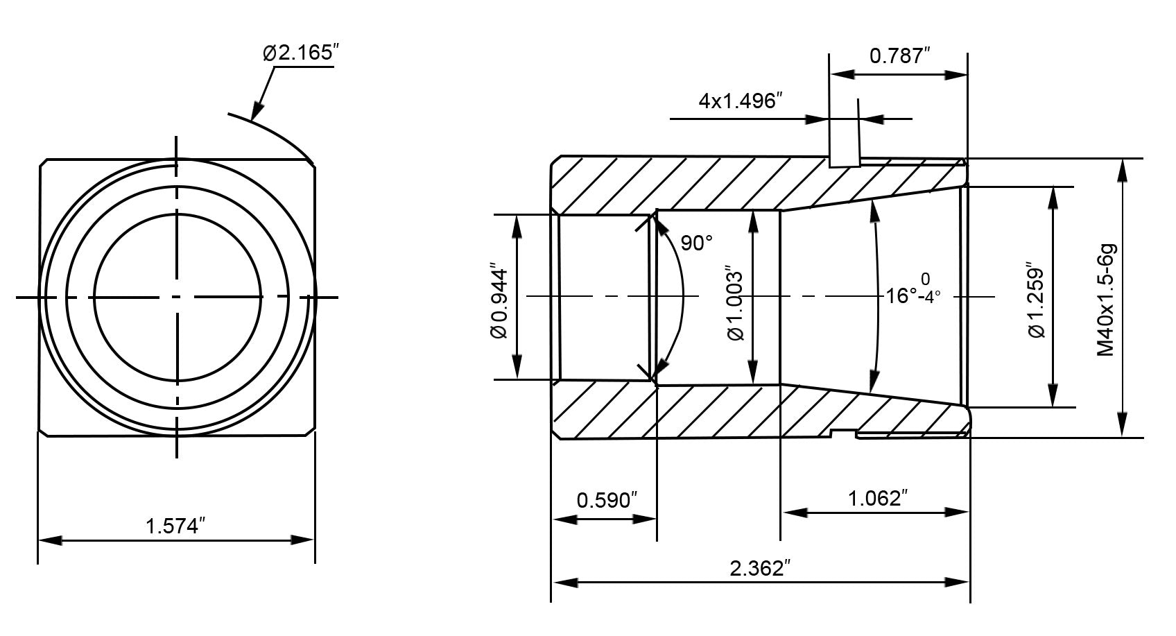 Diagram of Accusize ER32 Square Collet Block, 6920-3204