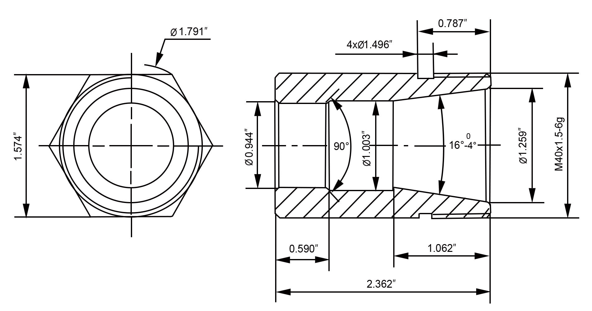 Diagram of HEX ER32 Collet Block, 6920-3206