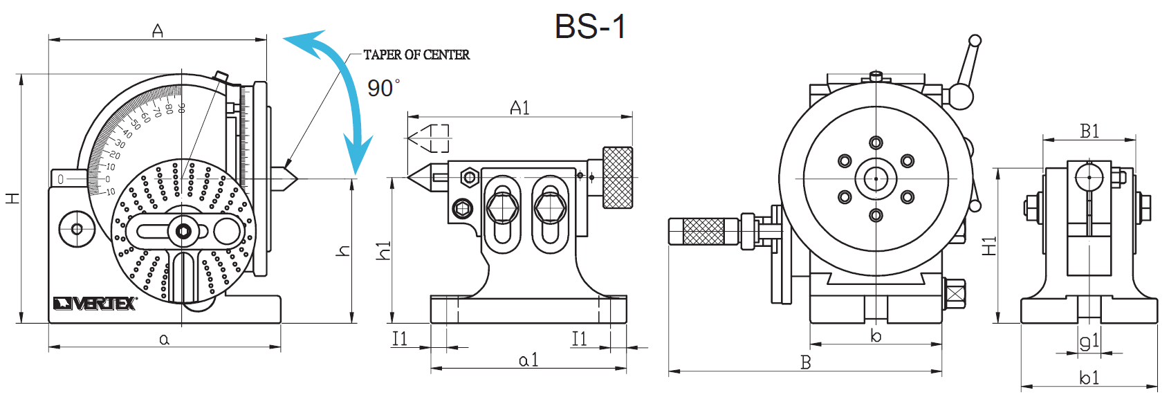 Diagram of BS-1 Semi-Universal Dividing Head, 1001-051