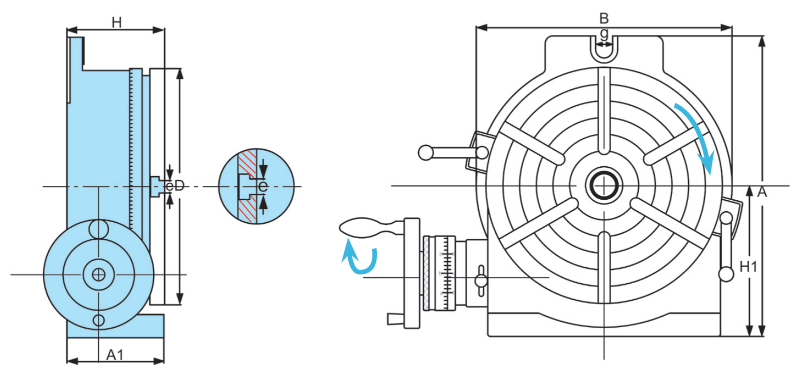 Diagram of HV-10 Horizontal / Rotary Table