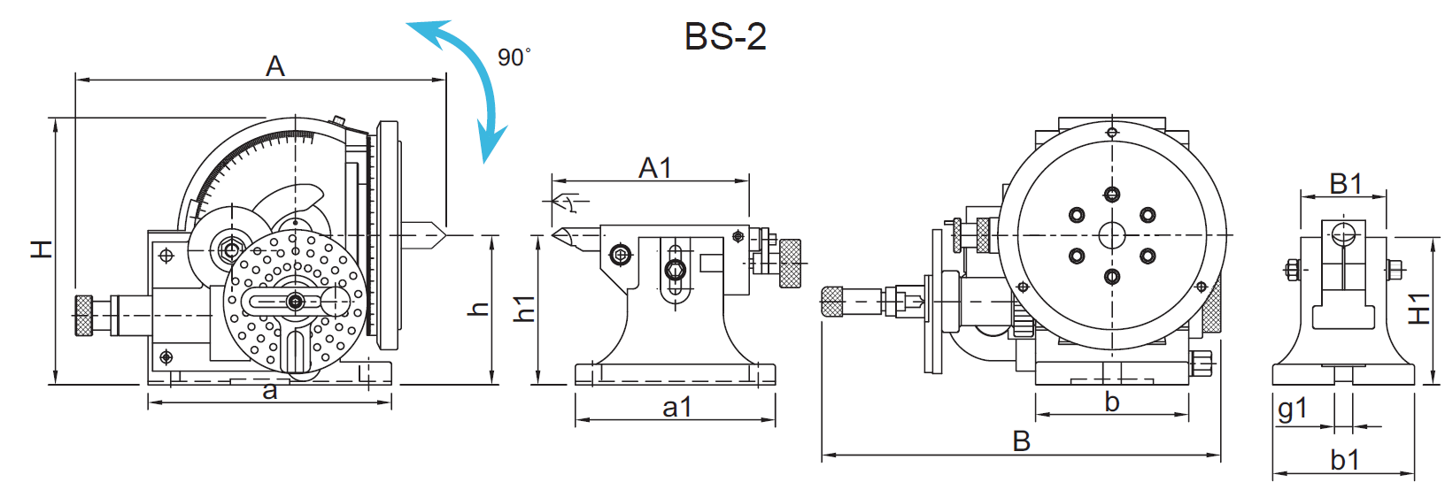 Diagram of BS-2 Universal Dividing Head, 1001-052