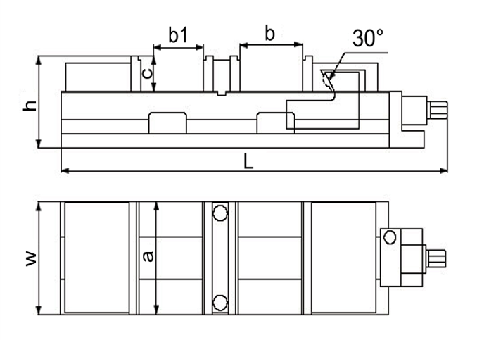 Diagram of 6" Double Lock Angle Tight Precision Machine Milling Vise with 2 Clamping Station, FA42-1242