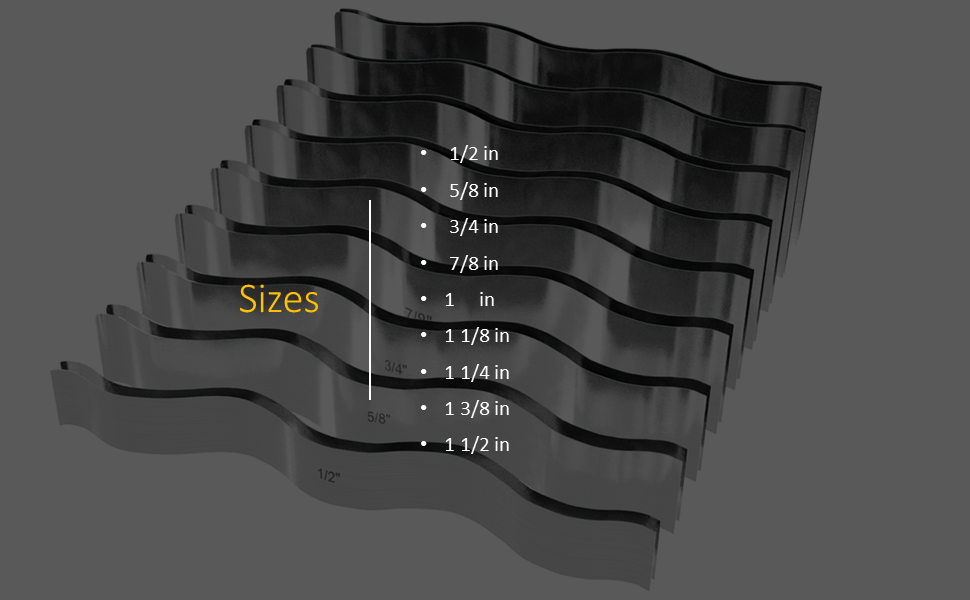 Sizes of Accusize Machinists Precision Wavy Parallel Kit EG10-1440