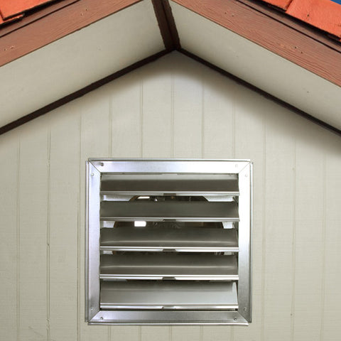 Gable shutter installed in the outside wall of a home. 