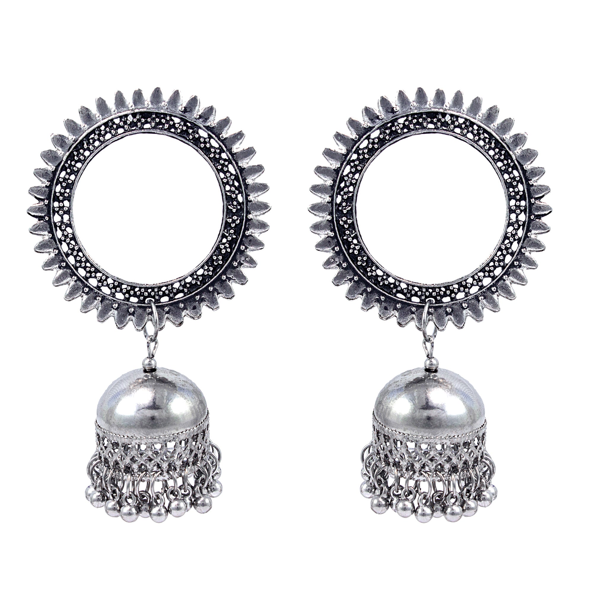 Round Kanika pearl stone german silver stud earrings – PencilboxShopUSA