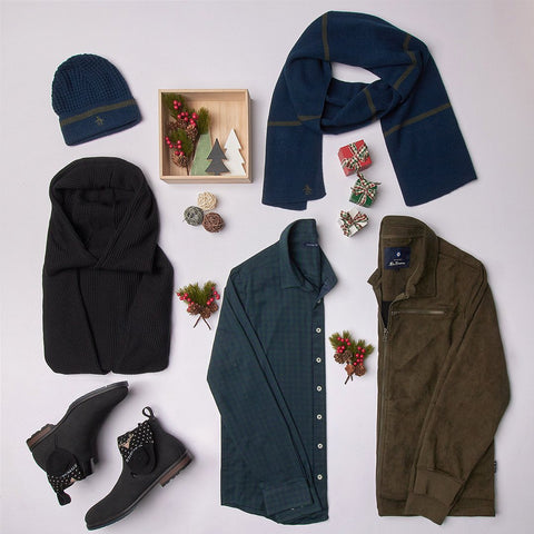 A wardrobe update of men’s flannel and jacket and accessories