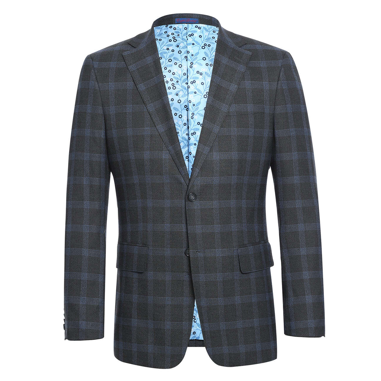 English Laundry Charcoal/Blue Windowpane Suit Jacket – StatelyMen