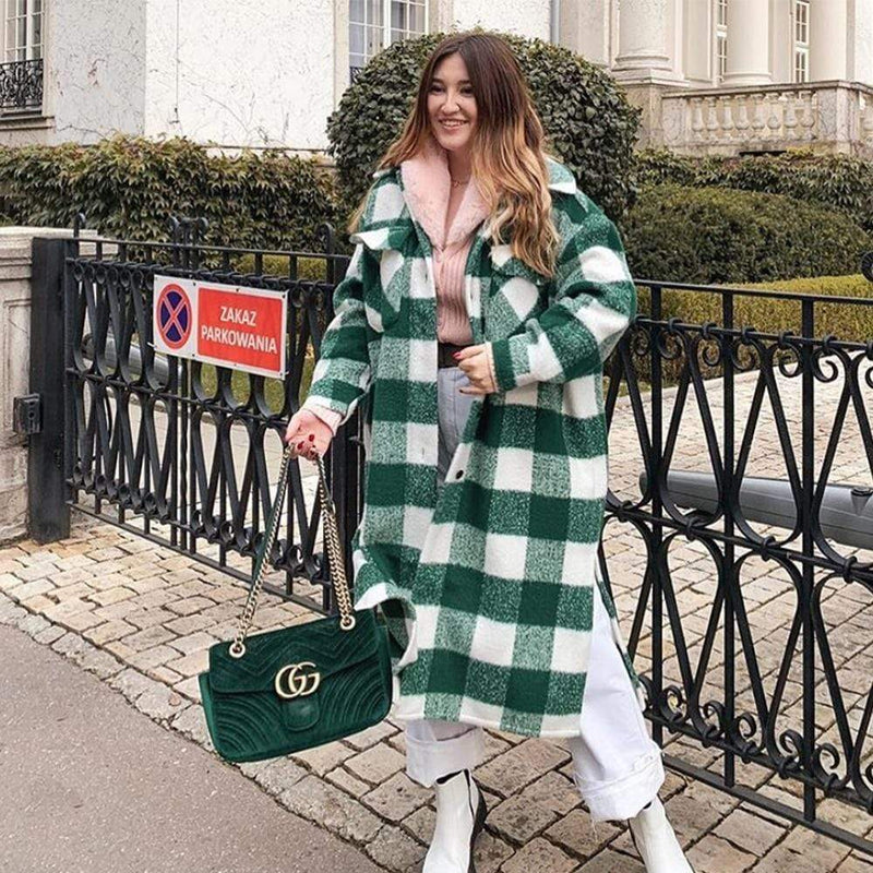 manteau a carreaux vert et blanc