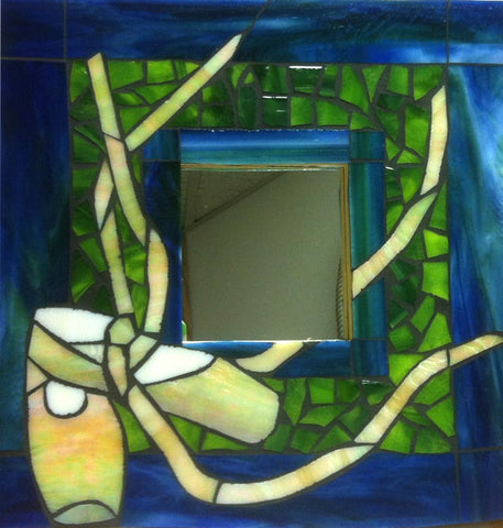 Mirror frame with mosaic