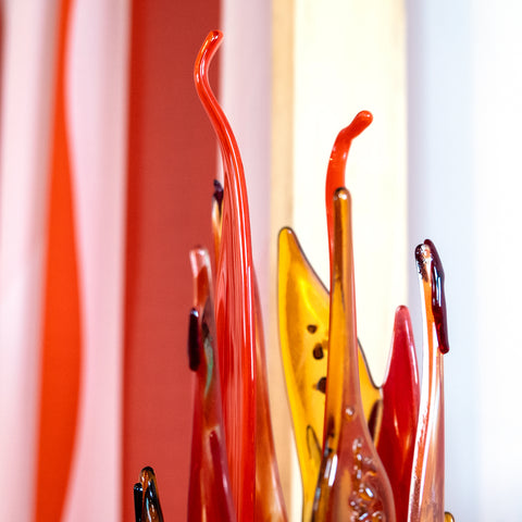 Red orange glass sculpture, custom work 2021