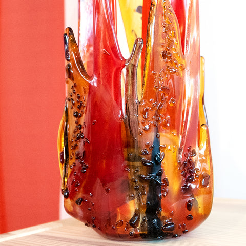 Red orange glass sculpture, commission