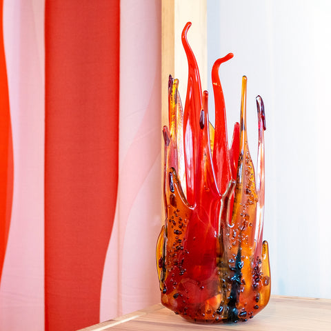 "Fire" glass sculpture, abstract flames
