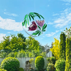 Protea fused glass suncatcher