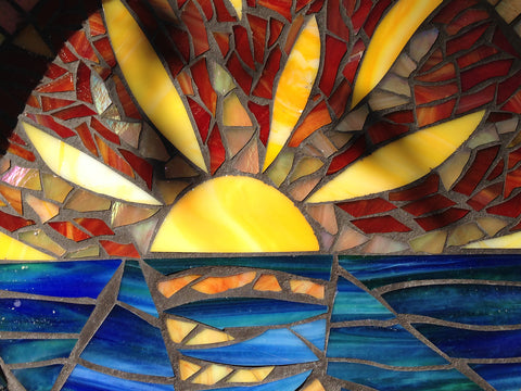 Sunset - Glass mosaic for outdoor fireplace