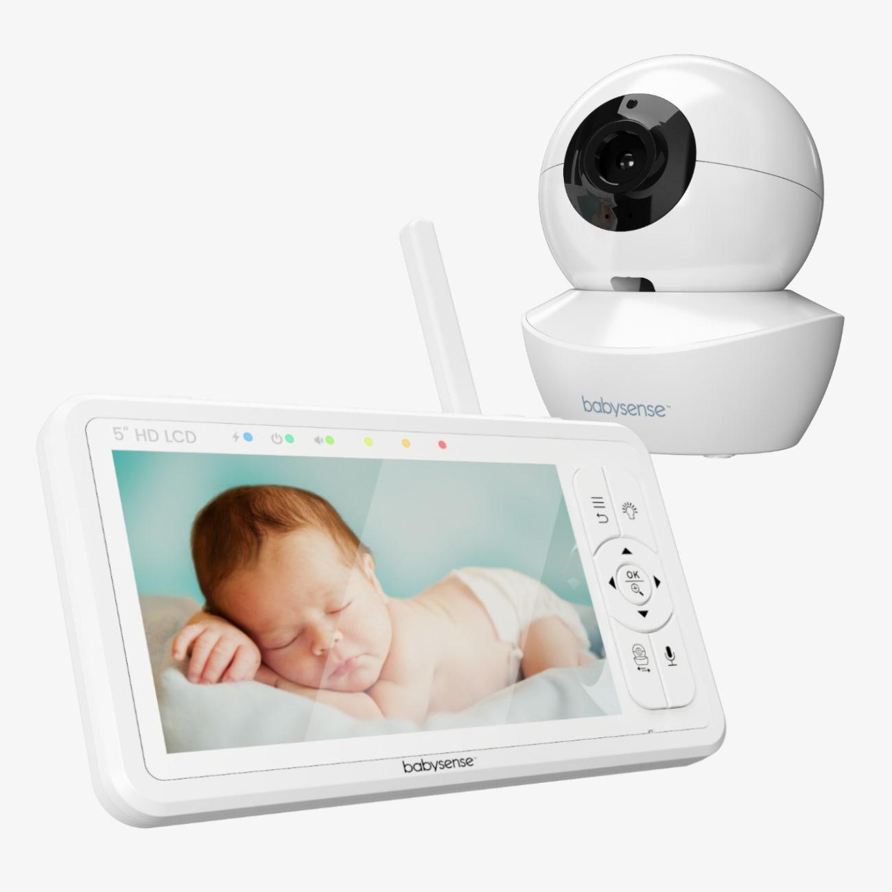  Momcozy Baby Monitor with 2 Cameras 5' 1080P Split Screen Video Baby  Monitor with Camera and Audio no WiFi for Baby Safety 5000mAh Battery  Infrared Night Vision 2-Way Audio 960ft Range