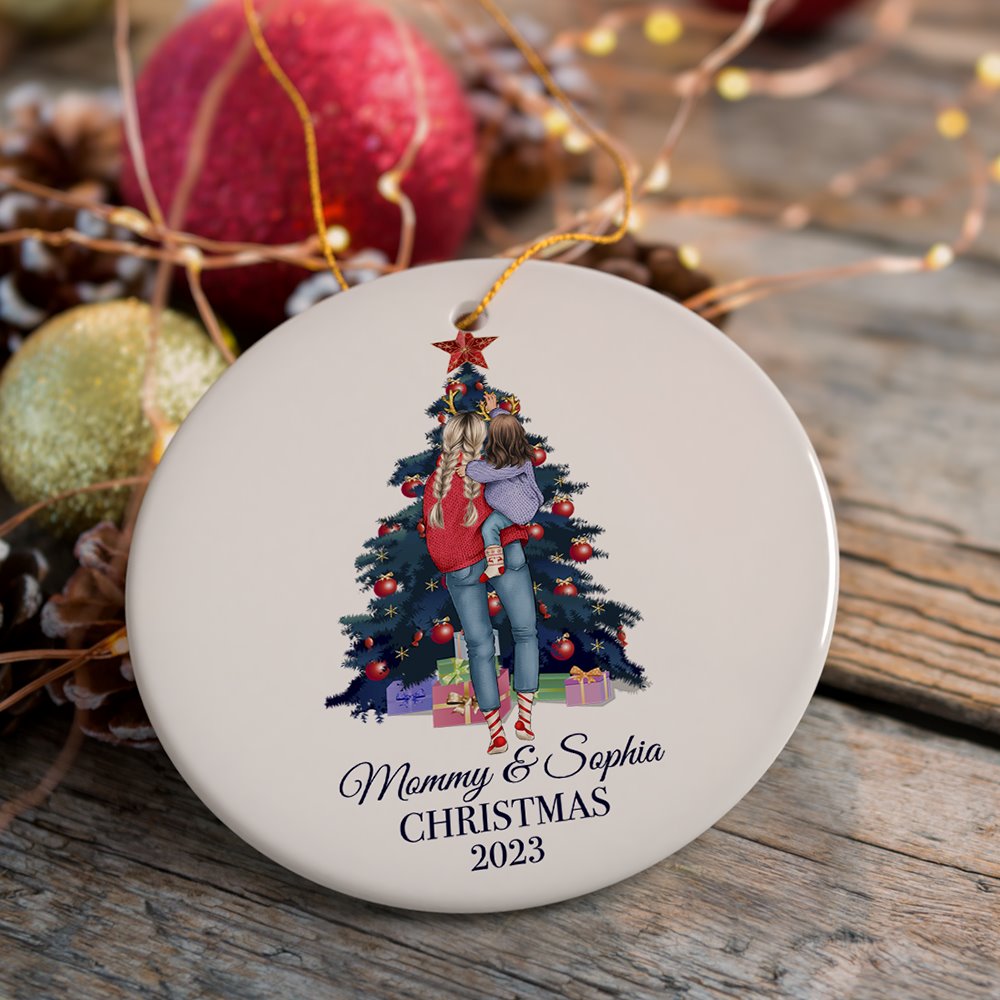 Mother Christmas Tree Ornament, Birthday Gift for Mom from Daughter & Son,  I Love You Mom Gift for Mother, Custom Christmas Ornament for Mom