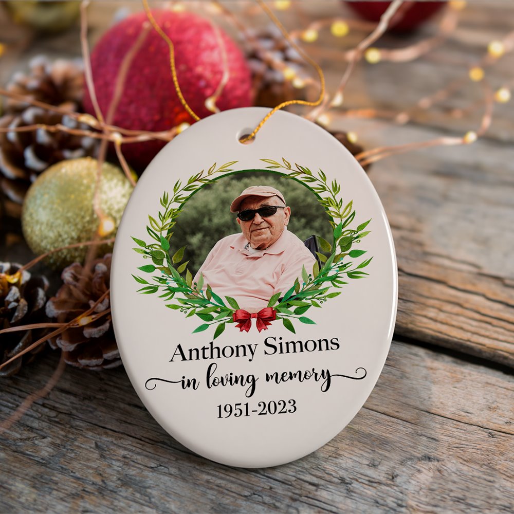 Neighbors To Friends Personalized Floral Wreath Ceramic Ornament