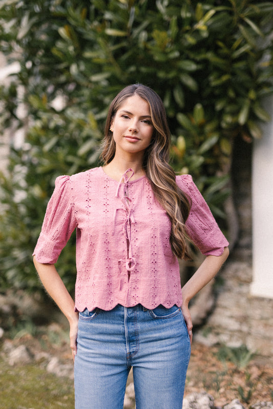 Linen Dungarees In Lipstick Pink