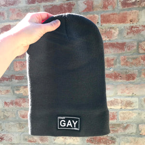 Reversible Black Patch BEANIE - That Gay Label