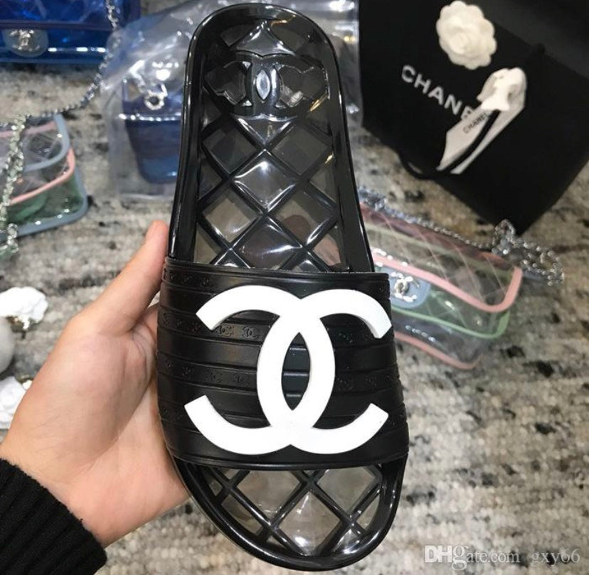 chanel slides clear jelly