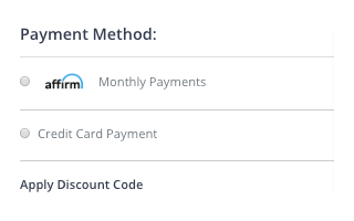 Select Affirm Payment Method During Checkout