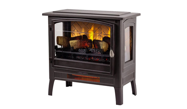 Country Living electric fireplace stove in bronze.