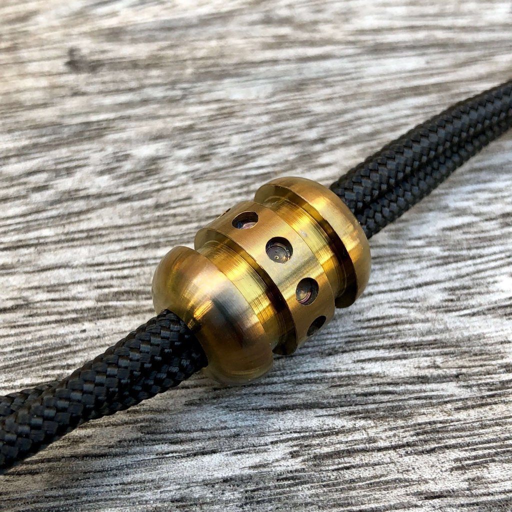 Large Brass Lanyard Bead With Two Grooves And A Free Paracord