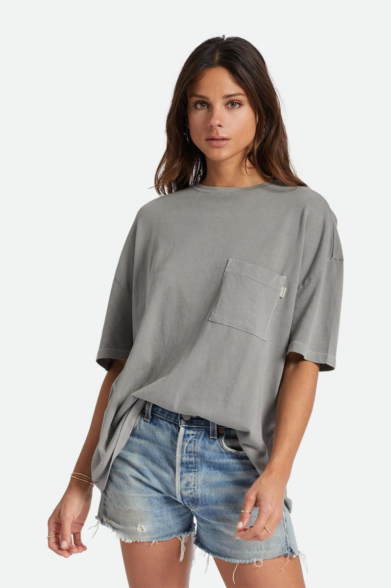 Carefree Oversized Boyfriend Pocket Tee - Washed Black – Brixton Australia