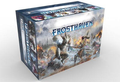 3d image of the "Frosthaven" boardgame box