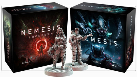 image of boardgames with miniature models - nemesis and nemesis lockdown