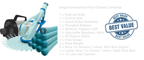 Onga Hammerhead Pool Cleaner with leaf canister
