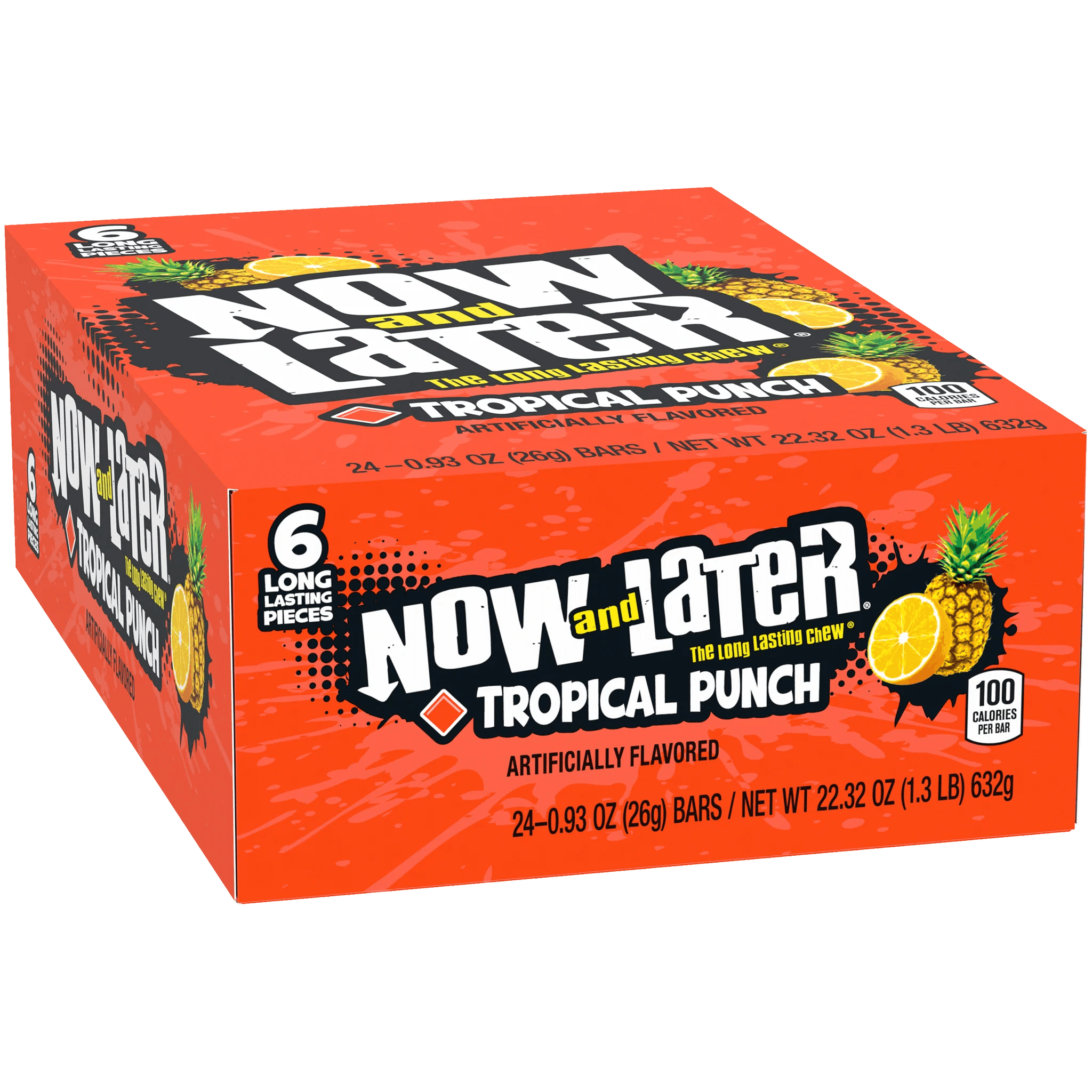 Image of Now & Later Candy, Tropical Punch, 0.93oz Bar, Pack of 24