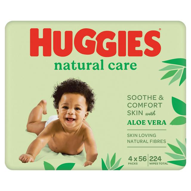 Image of Huggies Baby Wipes Natural Care With Aloe Vera 4x56= 224 Total Wipes