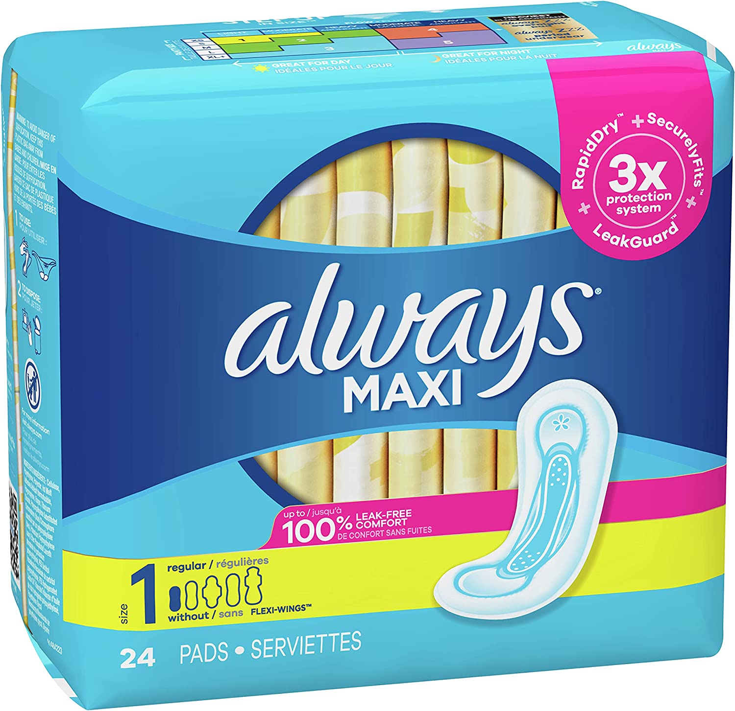 Image of Always Maxi Pads Regular Absorbency, No Wings 24 Count