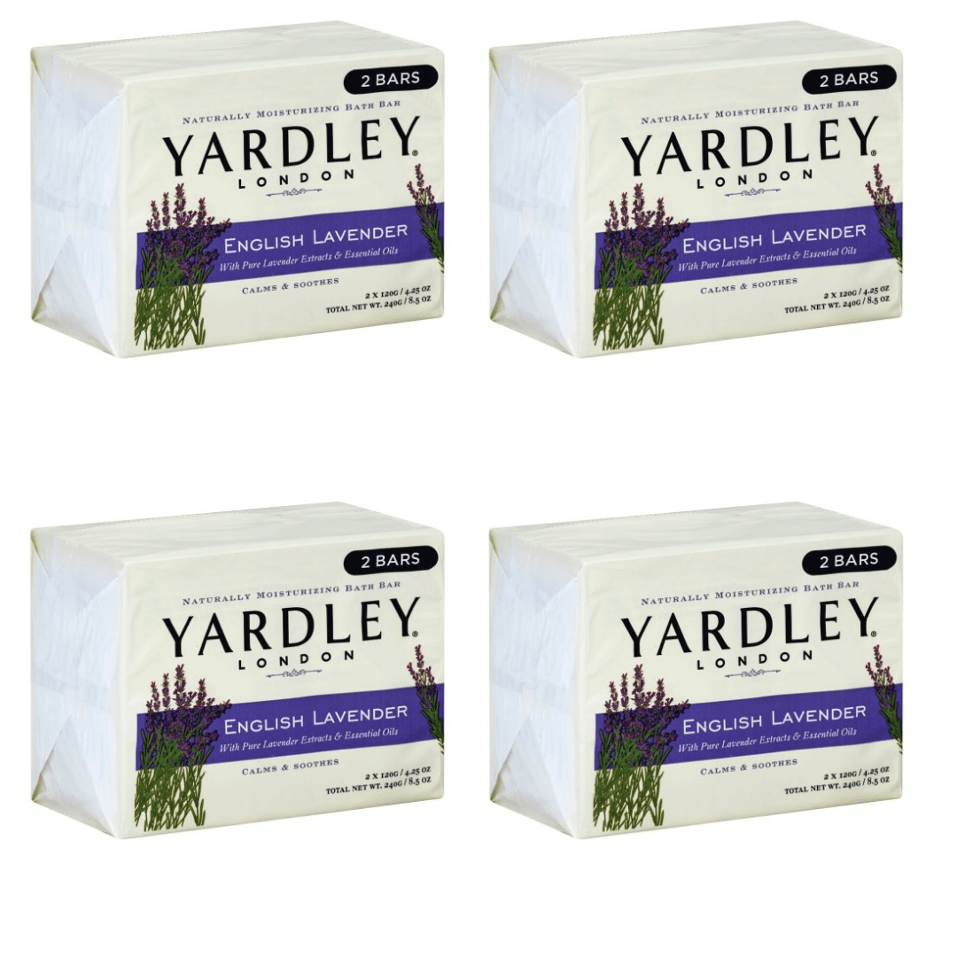 Image of Yardley London English Lavender Naturally Moisturizing Bath Bar, 4.25 ounce - 2 Bars Per Pack = 8 Bars Total