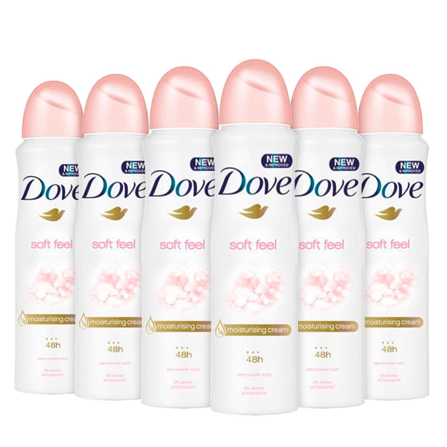Image of Dove Soft Feel Antiperspirant Deodorant Body Spray 150ml - Pack of 6