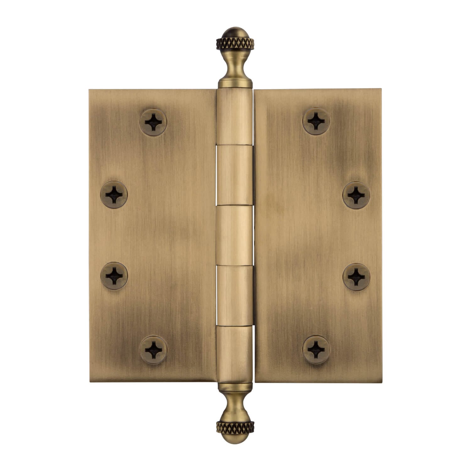 Door hinge, Left - 115 x 34 mm - Square / Acorn knob - Brass - Door hinges  - VillaHus