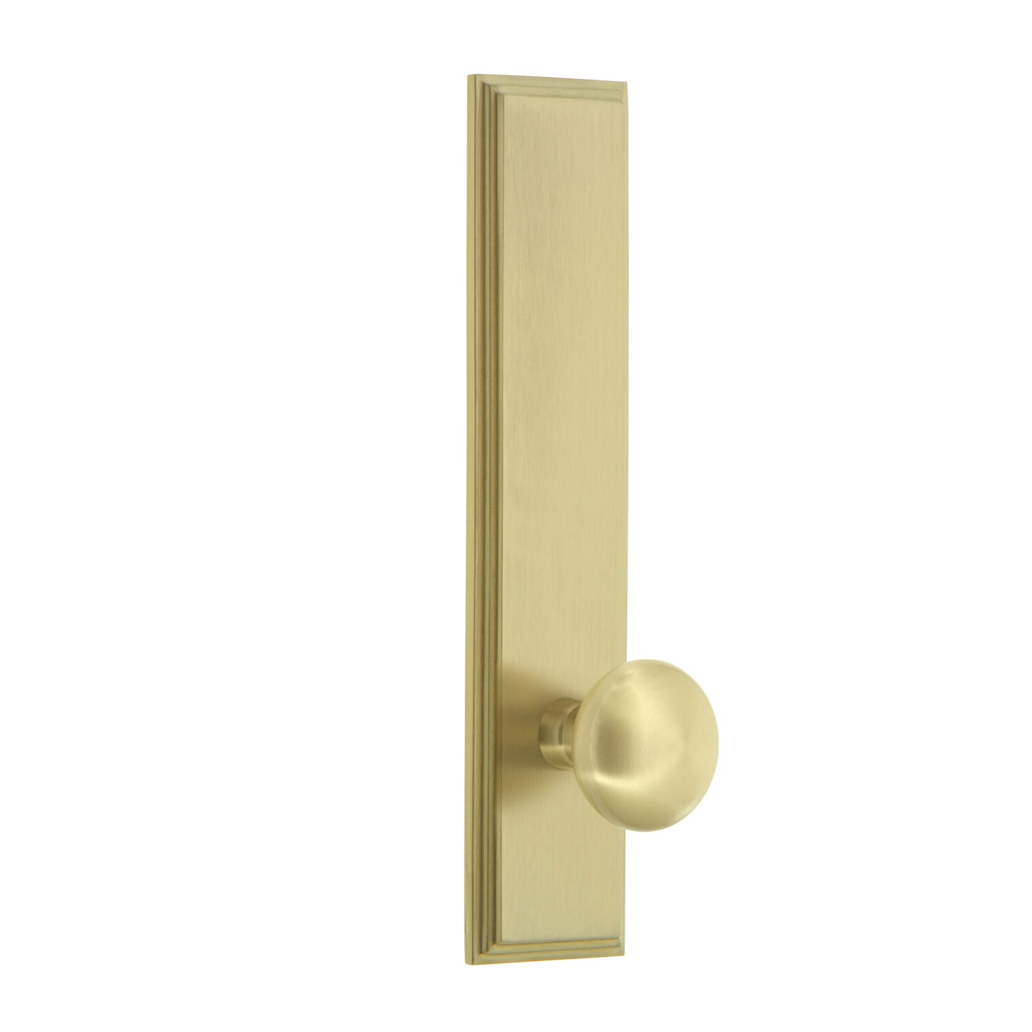 Carré Tall Plate Complete Entry Set with Carré Knob in Satin Brass